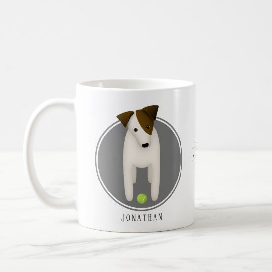 Cute Jack Russell w tennis ball dog dad gray Coffee Mug