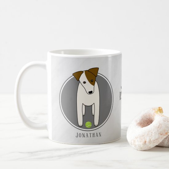 Cute Jack Russell w tennis ball dog dad gray Coffee Mug
