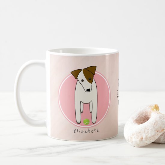 Cute Jack Russell w tennis ball dog mom pink Coffee Mug