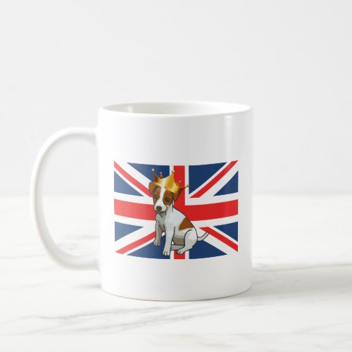 Cute Jack Russell wearing a Crown and Union Jack Coffee Mug