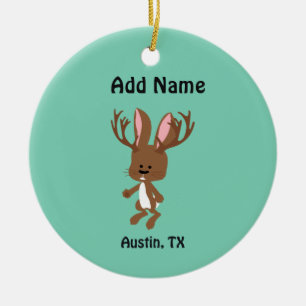 Cute Jackalope - Austin, Texas Ceramic Ornament