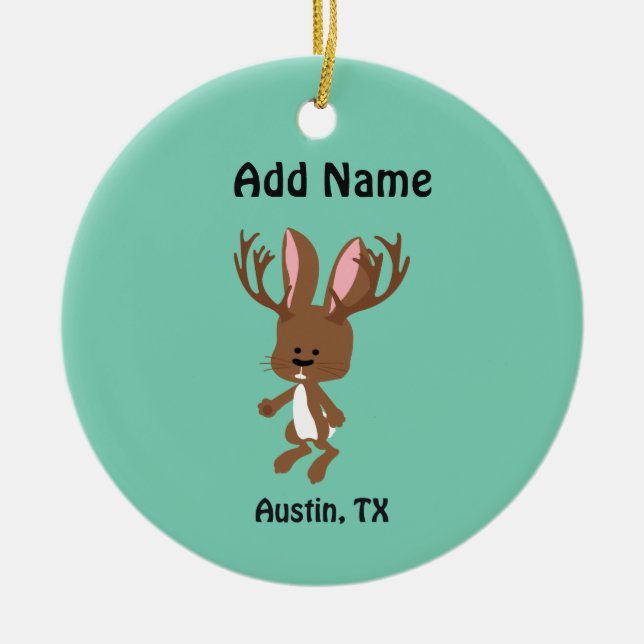 Cute Jackalope - Austin, Texas Ceramic Ornament (Front)