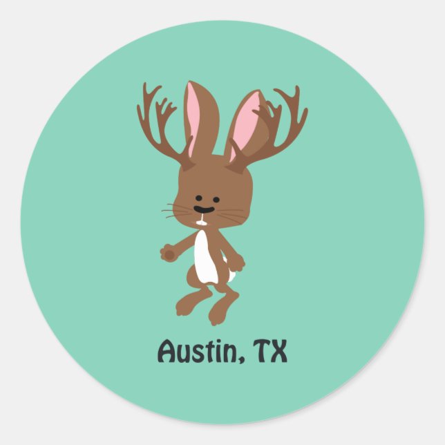 Cute Jackalope - Austin, Texas Classic Round Sticker (Front)