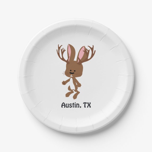 Cute Jackalope - Austin, Texas Paper Plates (Front)