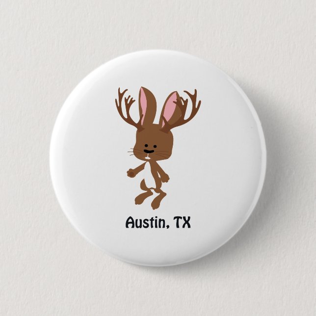 Cute Jackalope - Austin, Texas Pinback Button (Front)