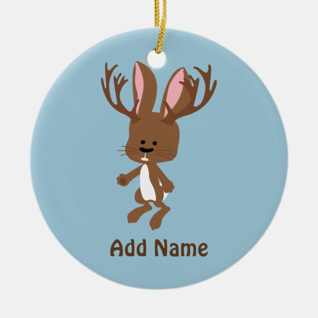 Cute Jackalope Ceramic Ornament (Front)