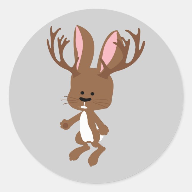 Cute Jackalope Classic Round Sticker (Front)