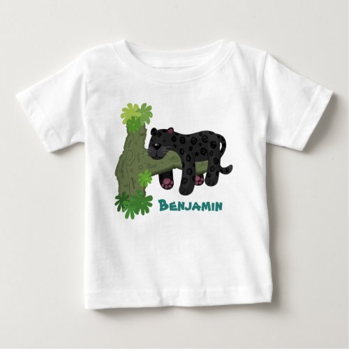 Cute jaguar black panther cat cartoon illustration baby T_Shirt