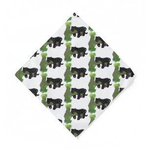 Cute jaguar black panther cat cartoon illustration bandana