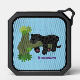 Cute jaguar black panther cat cartoon illustration bluetooth speaker