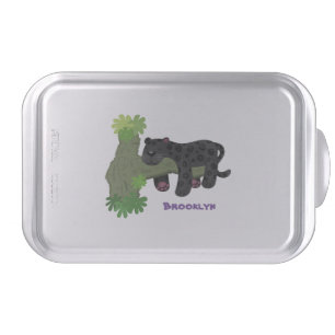 Cute jaguar black panther cat cartoon illustration cake pan