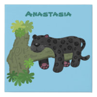Cute jaguar black panther cat cartoon illustration