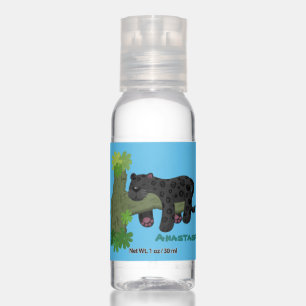Cute jaguar black panther cat cartoon illustration hand sanitizer