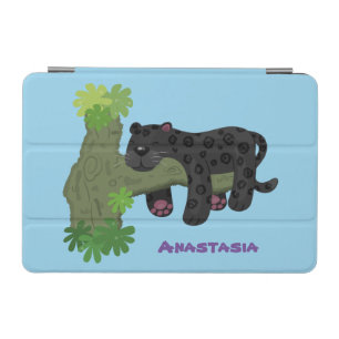 Cute jaguar black panther cat cartoon illustration iPad mini cover