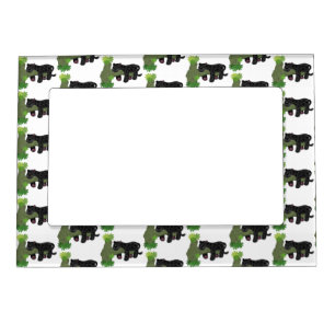 Cute jaguar black panther cat cartoon illustration magnetic frame