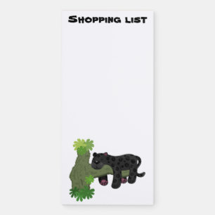 Cute jaguar black panther cat cartoon illustration magnetic notepad