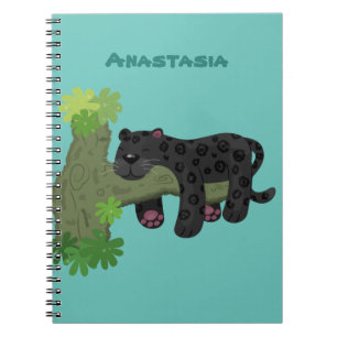 Cute jaguar black panther cat cartoon illustration notebook