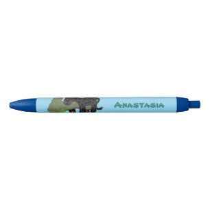 Cute jaguar black panther cat cartoon illustration pen