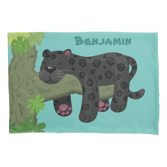 pic Black Jaguar Cartoon cute jaguar black panther cat cartoon illustration pillow case zazzle com