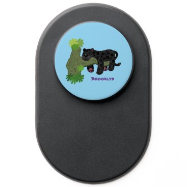 Cute jaguar black panther cat cartoon illustration PopSocket Cute jaguar black panther cat cartoon illustration PopSocket