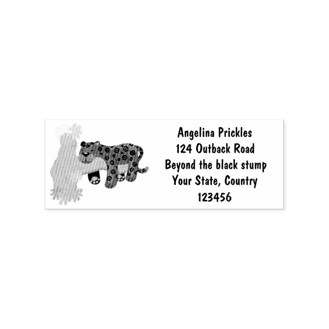 Cute jaguar black panther cat cartoon illustration rubber stamp (Imprint)