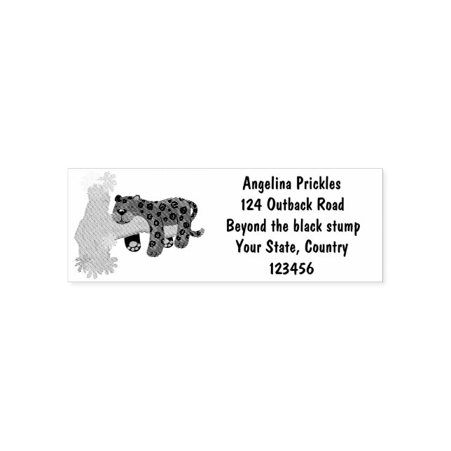 Cute jaguar black panther cat cartoon illustration self-inking stamp (Design)