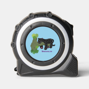 Cute jaguar black panther cat cartoon illustration tape measure
