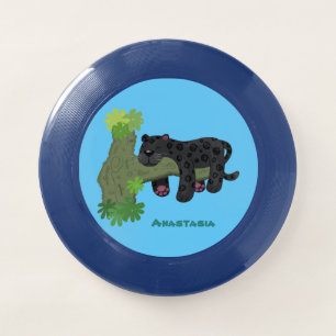 Cute jaguar black panther cat cartoon illustration Wham-O frisbee