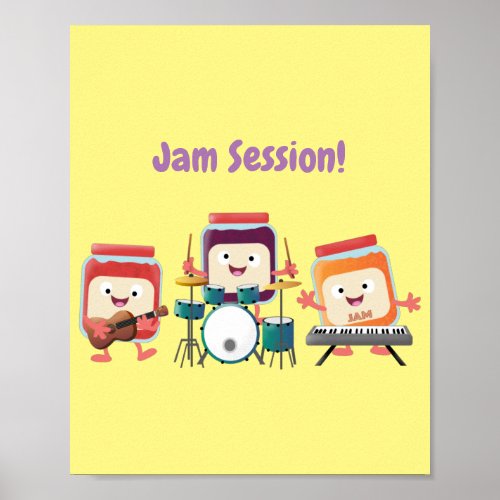 Cute jam session cartoon musician humor poster