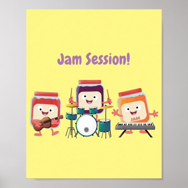 Cute jam session cartoon musician humor poster (Front)