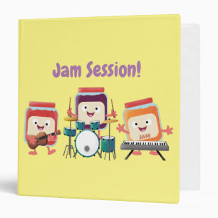 Cute jam session cartoon musician humour 3 ring binder