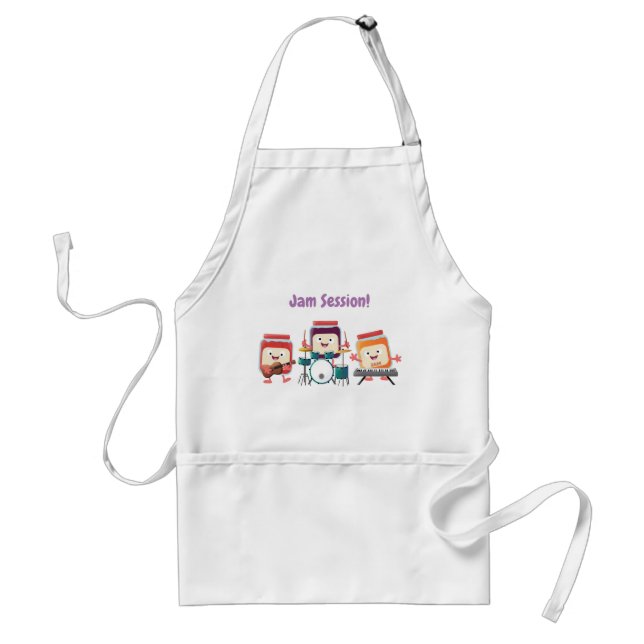 Cute jam session cartoon musician humour adult apron (Front)