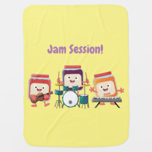Cute jam session cartoon musician humour baby blanket