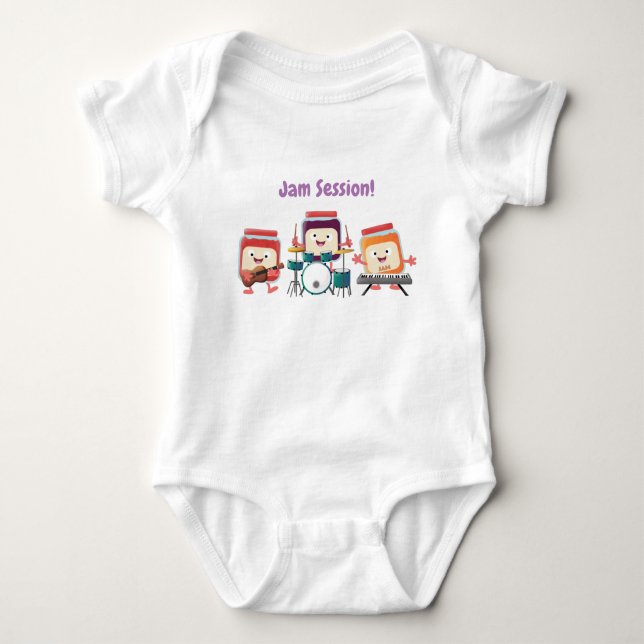 Cute jam session cartoon musician humour baby bodysuit (Front)