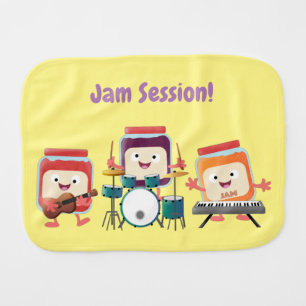 Cute jam session cartoon musician humour baby burp cloth