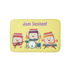 Cute jam session cartoon musician humour bath mat