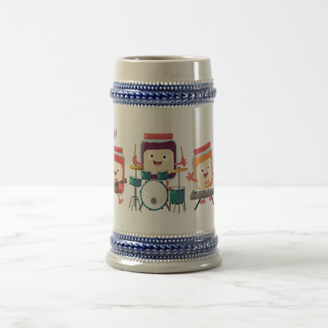 Cute jam session cartoon musician humour beer stein (Center)