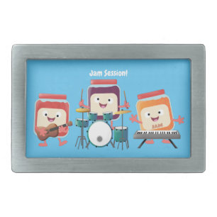 Cute jam session cartoon musician humour belt buckle