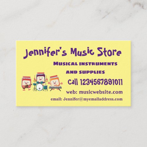 Cute jam session cartoon musician humour business card