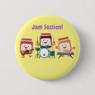 Cute jam session cartoon musician humour button