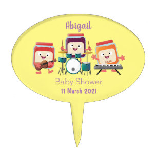 Cute jam session cartoon musician humour cake topper