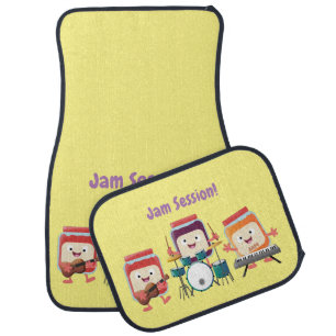Cute jam session cartoon musician humour  car floor mat