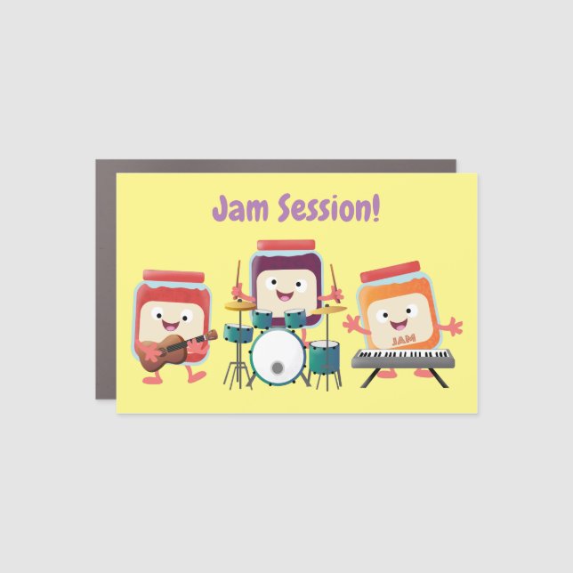 Cute jam session cartoon musician humour car magnet (Front)