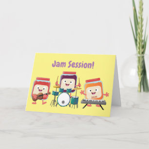 Cute jam session cartoon musician humour card