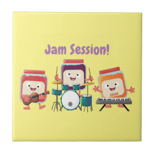Cute jam session cartoon musician humour ceramic tile
