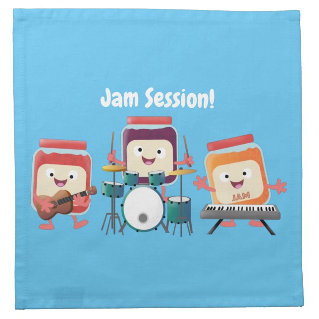 Cute jam session cartoon musician humour cloth napkin (Front)