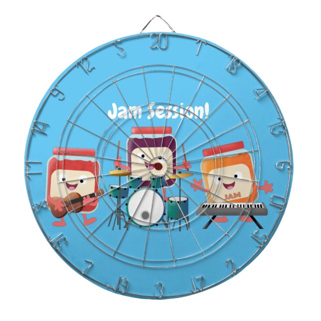 Cute jam session cartoon musician humour dart board (Front)