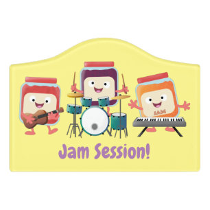 Cute jam session cartoon musician humour door sign