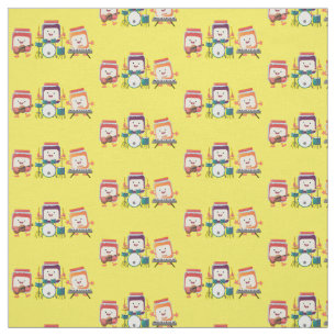 Cute jam session cartoon musician humour fabric