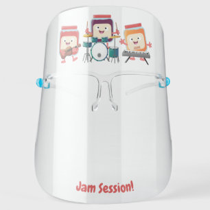 Cute jam session cartoon musician humour face shield